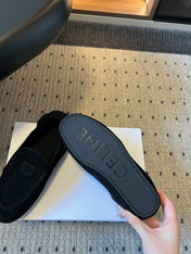 CELINE 25S LOAFERS FLAT IN BLACK SUEDE