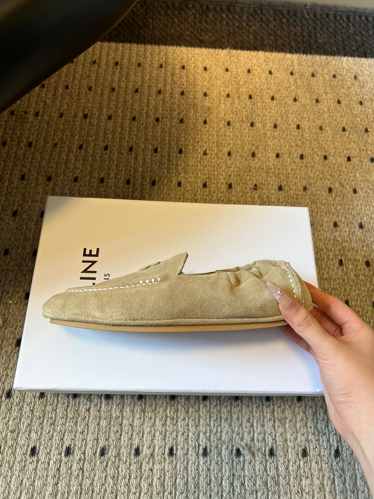 CELINE 25S LOAFERS FLAT IN LIGHT BROWN SUEDE