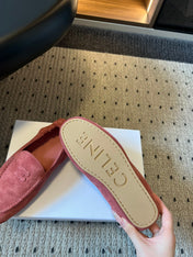 CELINE 25S LOAFERS FLAT IN PINK SUEDE