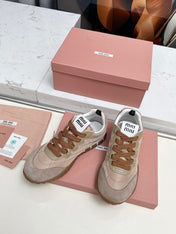 MIUMIU 26S SNEAKERS IN BROWN FABRIC AND SUEDE