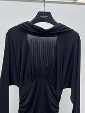 YSL 25S RUFFLED LONG-SLEEVE DRESS STYLE 131