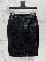 YSL 25S CROC LEATHER SKIRT STYLE 108