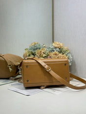 DIOR 26S CANNAGE GRANVILLE BAG 34 IN LIGHT BROWN CALFSKIN