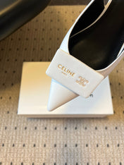 CELINE 26S HIGH-HEEL SLINGBACK 45 MM IN WHITE CALFSKIN