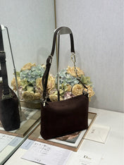 DIOR 26S DIORLY BAG 28 IN DARK BROWN SUEDE