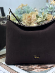 DIOR 26S DIORLY BAG 33 IN DRAK BROWN SUEDE