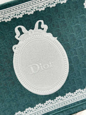 DIOR 26S BOOK TOTE BAG 36 IN TEAL GREEN AND WHITE BAYADERE FABRIC