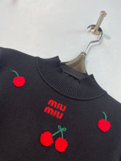 MIUMIU 26S CHERRY EMBROIDERED SWEATER 1475