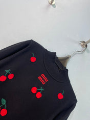 MIUMIU 26S CHERRY EMBROIDERED SWEATER 1475