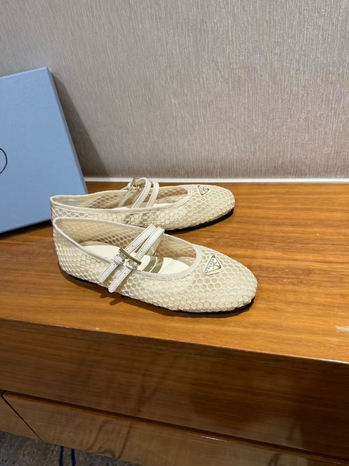 PRA BALLERINAS BALLET FLATS IN BEIGE MESH FABRIC