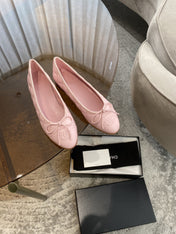 BALLET FLATS PINK QUILTED LAMBSKIN