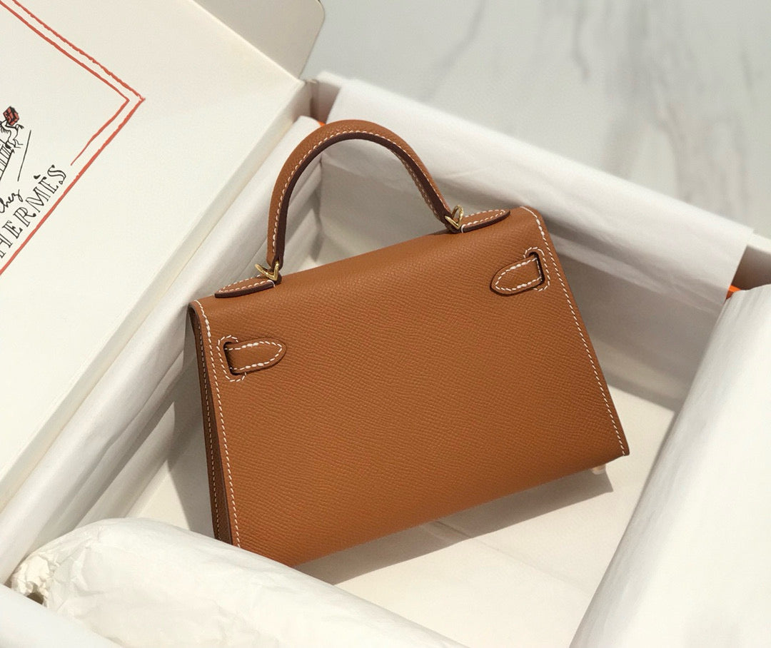 HM KELLY MINI 20 GOLDEN BROWN EPSOM GOLD HARDWARE
