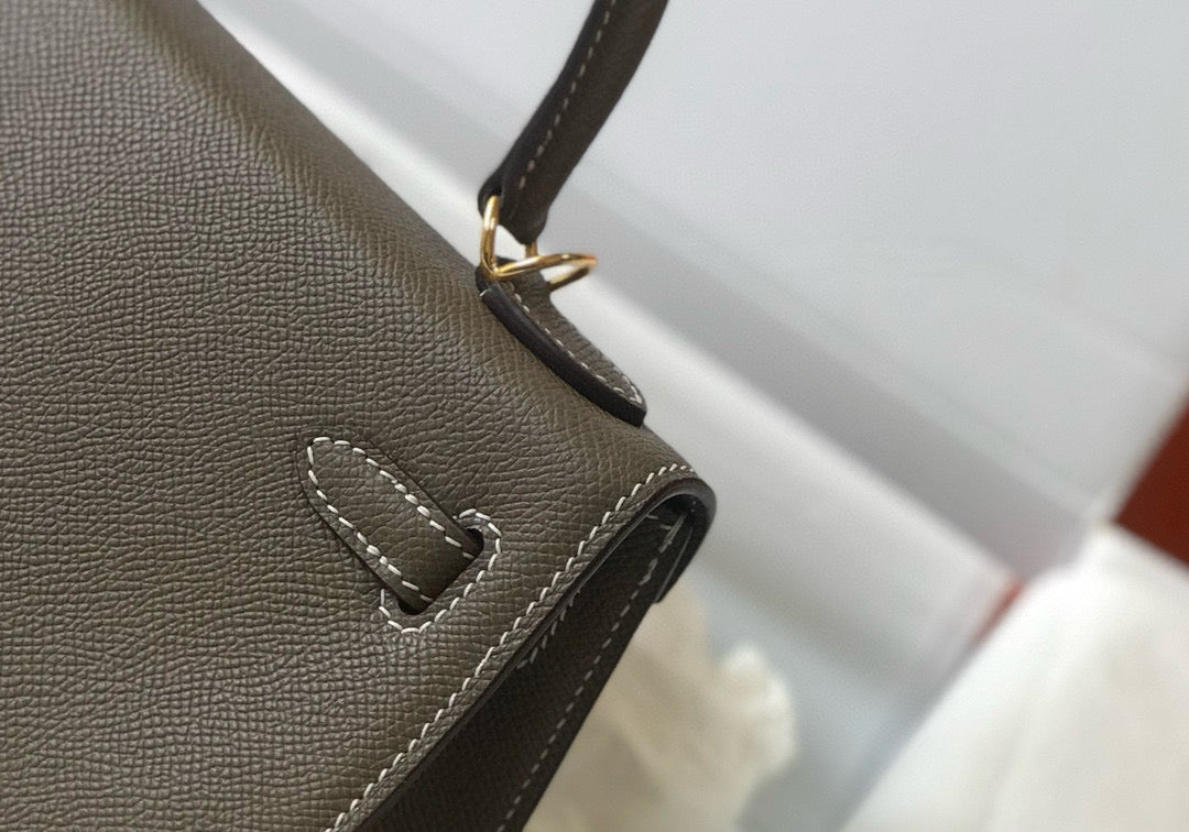 HM KELLY 25 ETOUPE EPSOM LEATHER GOLD HARDWARE