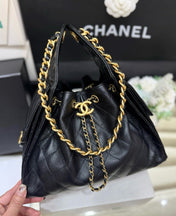CC 25 HANDBAG IN BLACK 30 GRAINED CALFSKIN GOLD HARDWARE