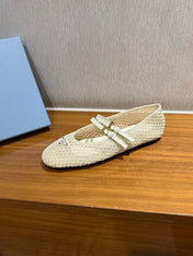 PRA BALLERINAS BALLET FLATS IN BEIGE MESH FABRIC