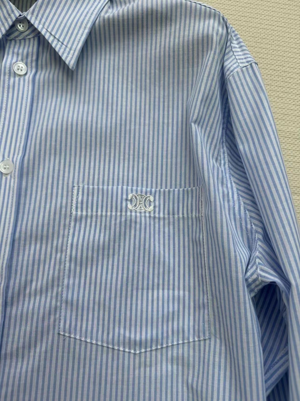 Celine Shirt Blue White Cotton