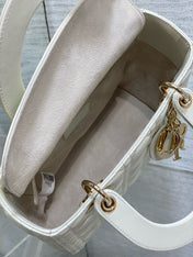 LADY BAG 24 IN WHITE CALFSKIN GOLD HARDWARE