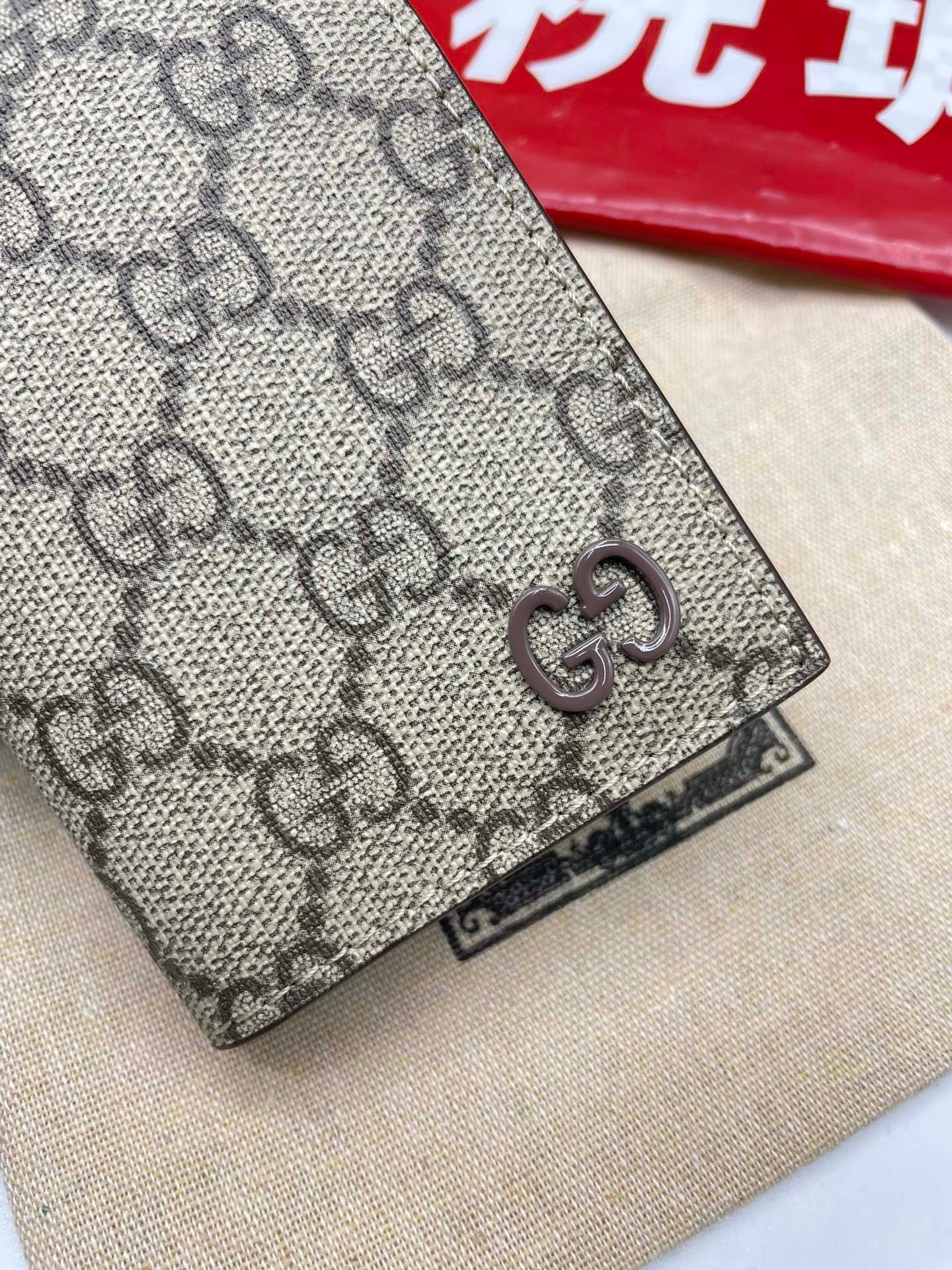 GG LONG CARD CASE IN BEIGE MIX BROWN CANVAS