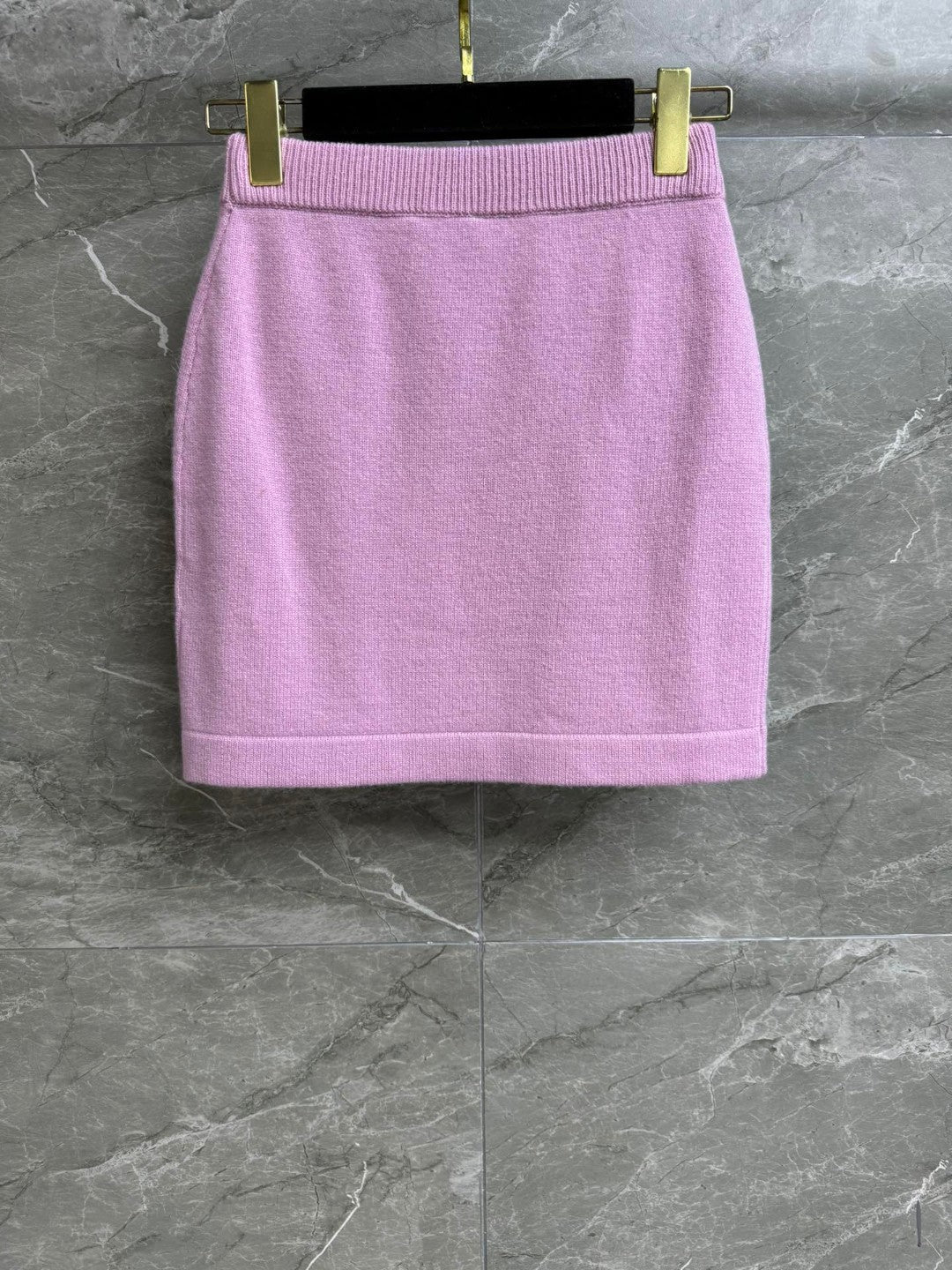 CC ICONIC SKIRT IN PINK WOOL KNIT WITH FRONT POCKETS