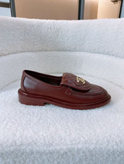 CC QUILTED FLAP LOAFERS IN BURGUNDY RED CALFSKIN GOLD HARDWARE