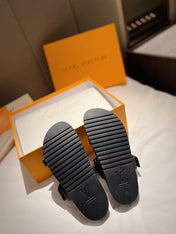 LV GOLD BUCKLE SANDALS IN BROWN MONOGRAM CANVAS
