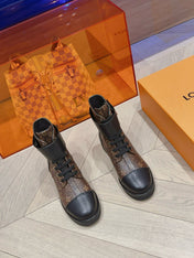 LV BOOTS IN BROWN MONOGRAM CANVAS MIX CALFSKIN