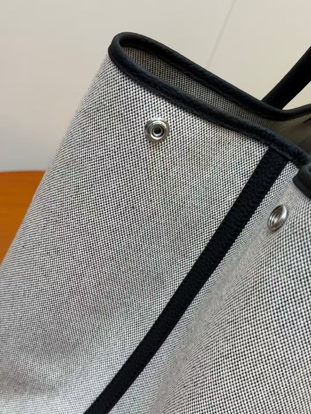 TOTE BAG 40 IN GREY AND BLACK CANVAS MIX CALFSKIN TRIM