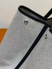 TOTE BAG 40 IN GREY AND BLACK CANVAS MIX CALFSKIN TRIM