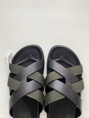 HM SLIDES IN BLACK AND DARK GREEN FABRIC