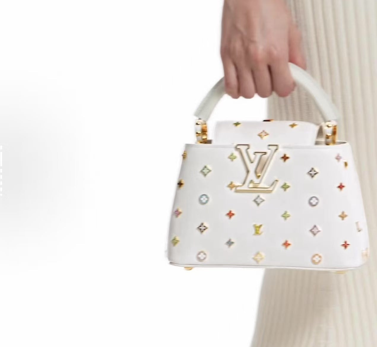 LV CAPUCINES 21 IN MULTICOLOR CALFSKIN GOLD HARDWARE TP2