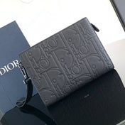 CLUTCH 27 BAG IN BLACK CALFSKIN EMBOSSED LOGO