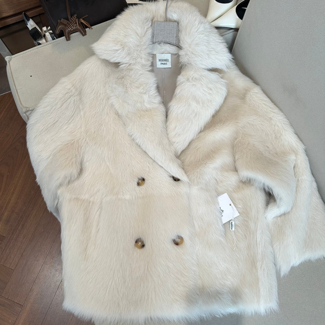 HERMES 26S SHEARLING COAT 814