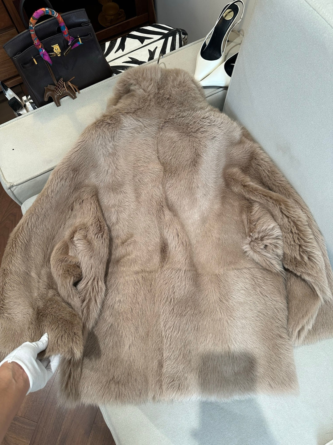 HERMES 26S SHEARLING COAT 812