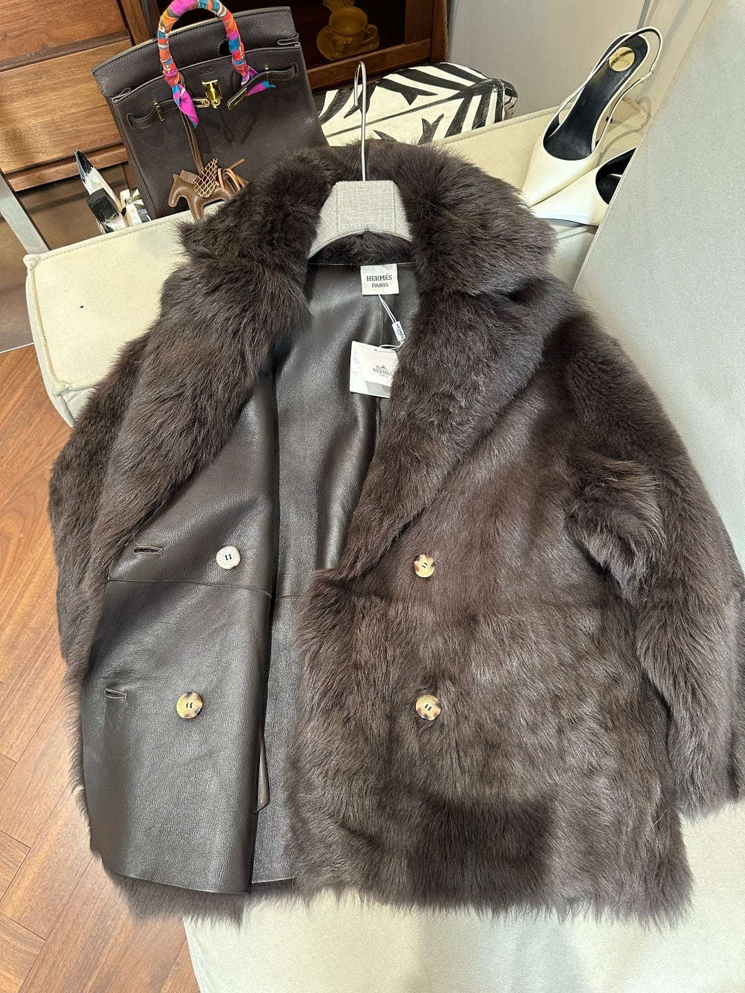 HERMES 26S SHEARLING COAT 811