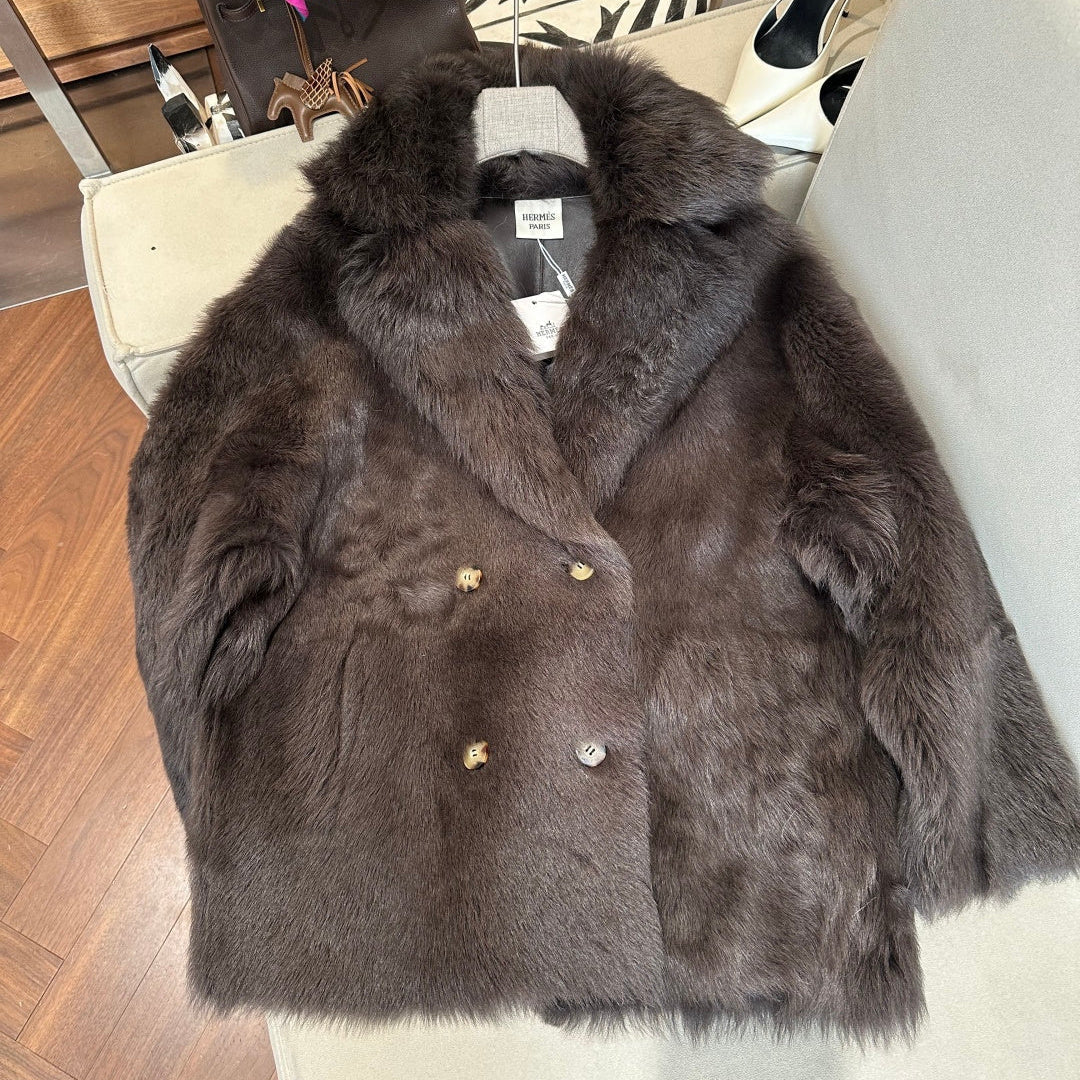 HERMES 26S SHEARLING COAT 811