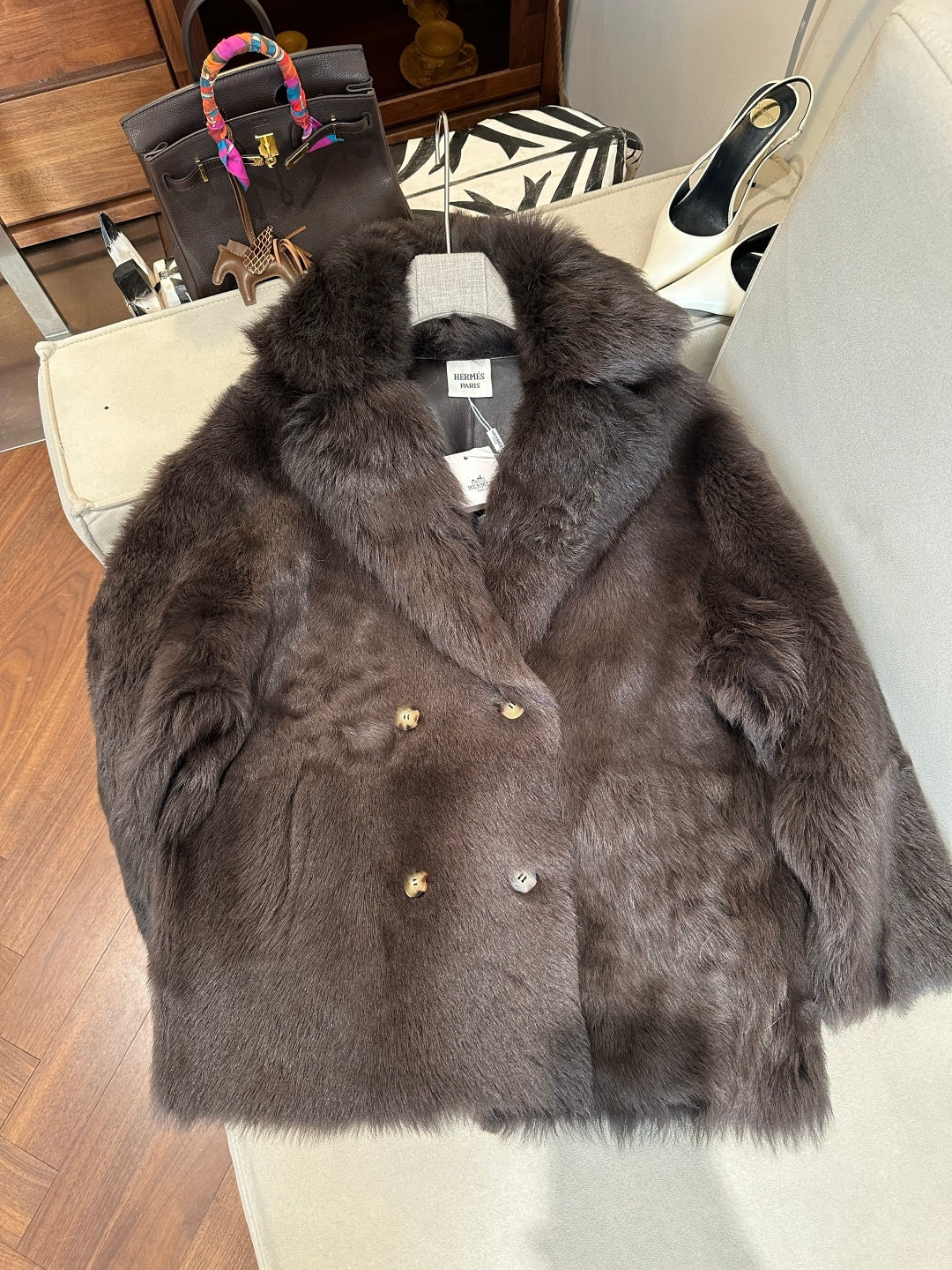 HERMES 26S SHEARLING COAT 811