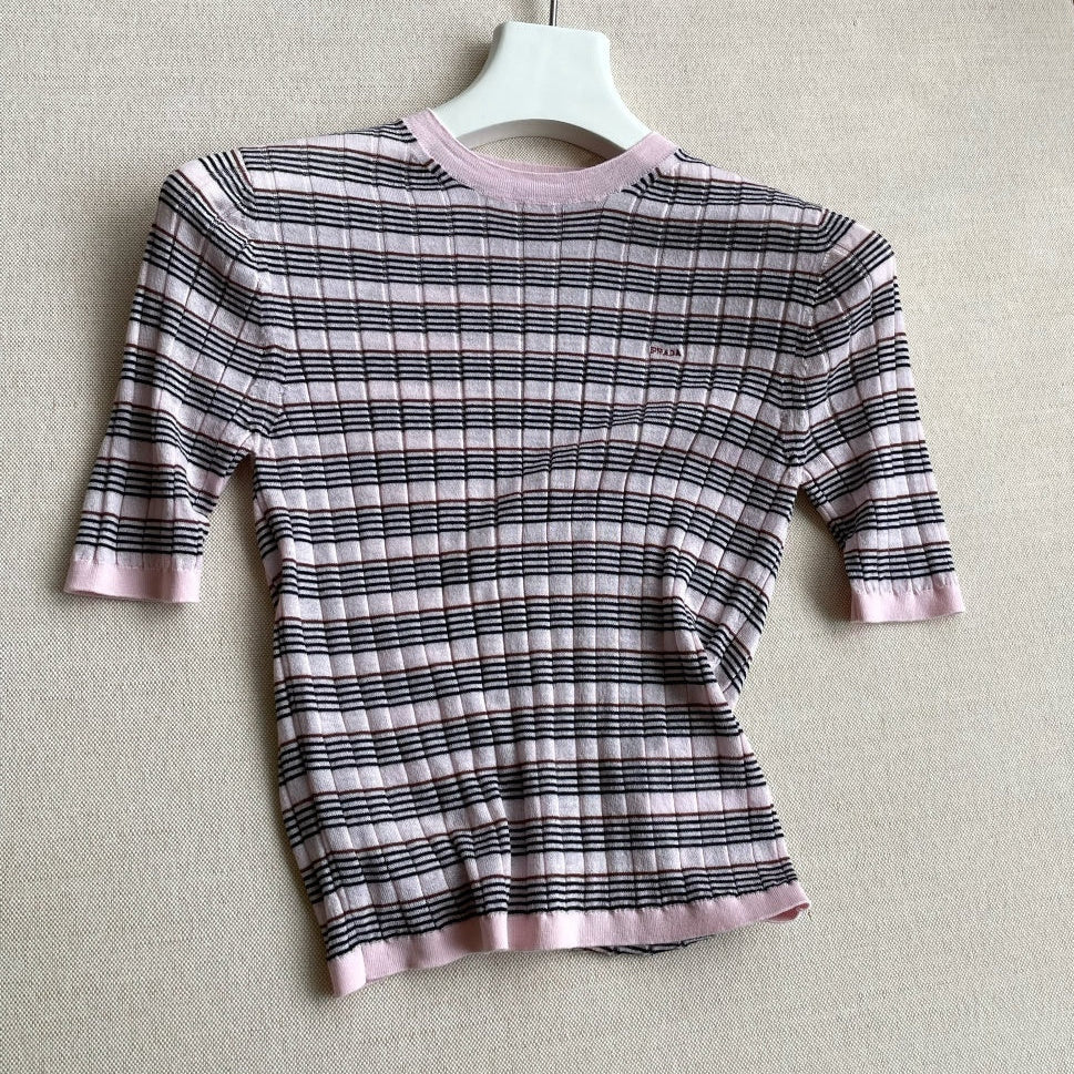 PRADA 26S SHORT-SLEEVE KNIT TOP 1103
