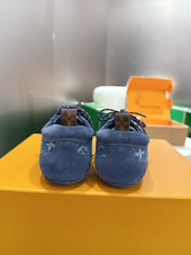 LV 26S SNEAKERS IN BLUE DENIM AND SUEDE WITH FLOWER CHARM
