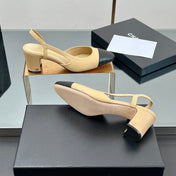 CC HIGH SLINGBACK 25S 65 MM IN BLACK MIX BEIGE LAMBSKIN