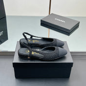 CC SLINGBACK 25S 25 MM IN BLACK TWEED AND FABRIC