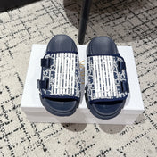 DIOR ADJUSTABLE STRAP SANDALS 25S 50 MM IN NAVY BLUE FABRIC MIX CALFSKIN STYLE 2