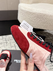 PRADA 25S DEXUN MULE IN RED SUEDE LEATHER