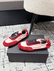 PRADA 25S COLLAPSE SNEAKERS IN RED RE NYLON AND SUEDE