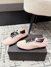 PRADA 25S COLLAPSE SNEAKERS IN LIGHT PINK RE NYLON AND SUEDE
