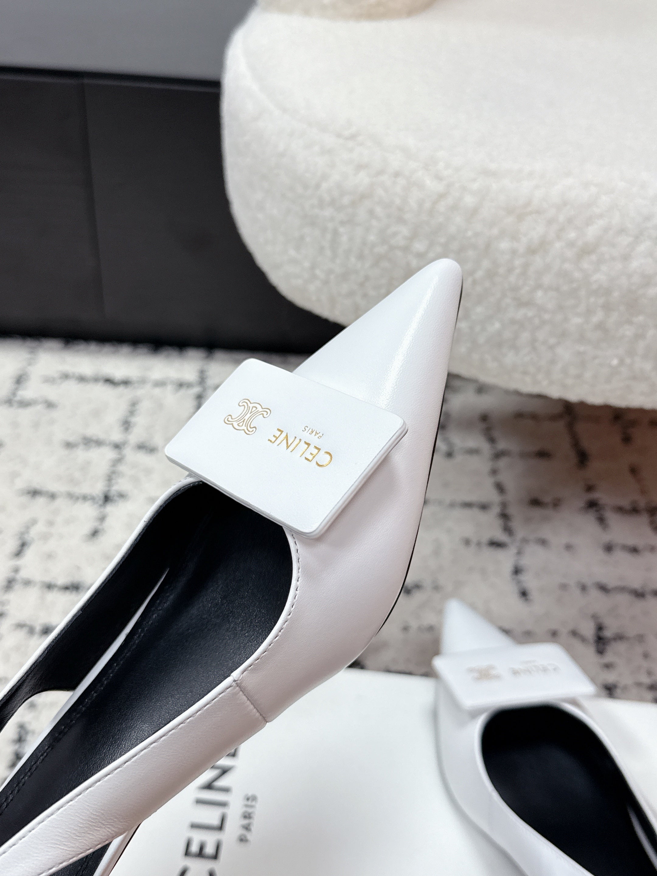 CELINE 26S HIGH-HEEL SLINGBACK 35 MM IN WHITE CALFSKIN