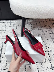 CELINE 26S HIGH-HEEL SLINGBACK 35 MM IN DARK RED CALFSKIN
