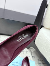 PRADA 26S POINTED-TOE BALLET IN BURGUNDY SUEDE