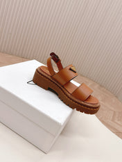 PRADA 25S SANDALS IN LIGHT TAN CALFSKIN LOGO