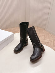 CHLOÉ 26S BOOTS 45 MM IN BLACK CALFSKIN