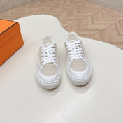 HM 25S SNEAKER LOW SPORTS IN BEIGE CANVAS MIX WHITE LAMBSKIN